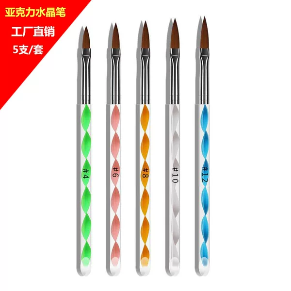 Nail Art Tools 5 Pack Spiral Rod Crystal Pen Acrylic Oblique Tail Carved Nail Art Painted Pen Wholesale