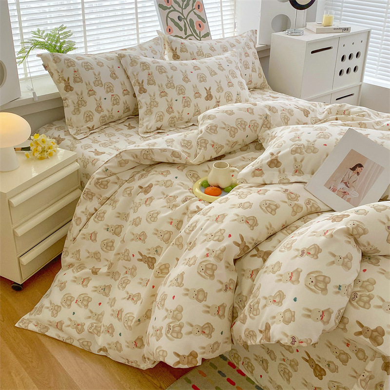古布増粘純綿4点セット、綿寝具、夏用掛け布団カバー、寮用シーツ、ボックスシーツ3点セット|undefined