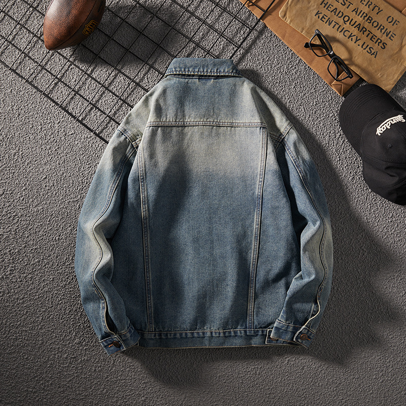 Veste en jean gras jaune délavé américain pour homme, nouvelle collection printemps et automne_voghion.com