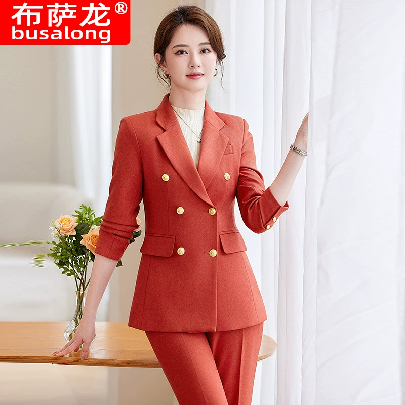 Новый стиль busalong busalong женский длинный рукав профессиональный костюм брюки костюмный костюм рабочая одежда женский 9303