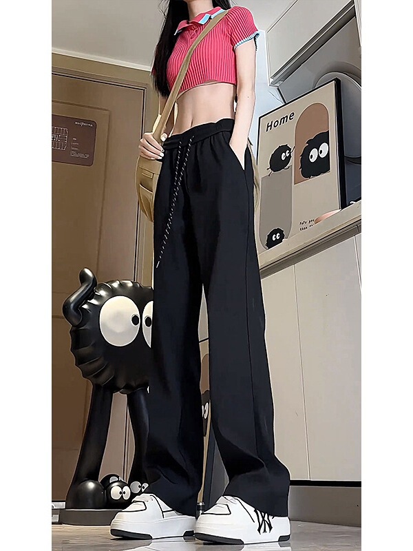 Men's casual pants for summer, made of ice silk, thin, drapey, quick-drying, straight-leg, breathable, versatile, loose-fitting sports trousers Men's casual pants for summer, made of ice silk, thin, drapey, quick-drying, straight-leg, breathable, versatile, loose-fitting sports trousers