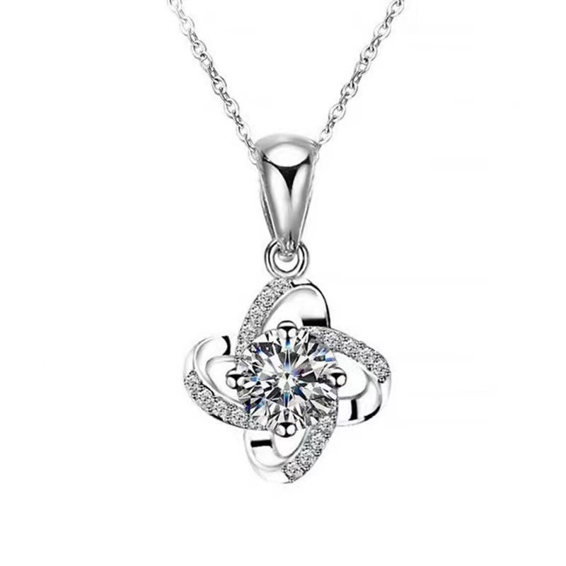 Чистая белая медная четырехлистная подвеска мода дикая японская и корейская ключица счастливое ожерелье