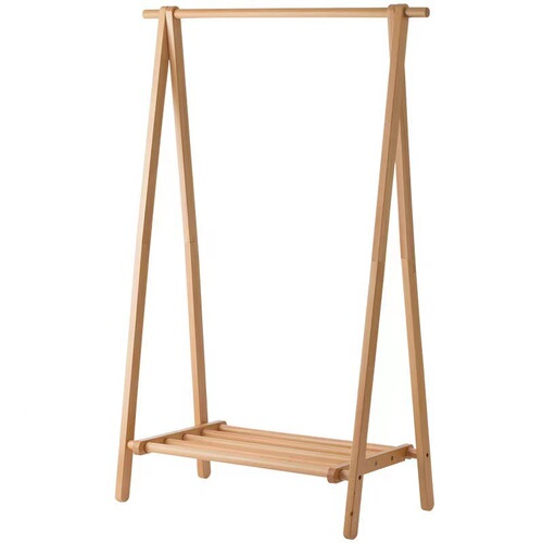 Pure solid wood beech foldable coat rack bedroom simple clothes rack multi-functional floor-standing household clothes drying rack
