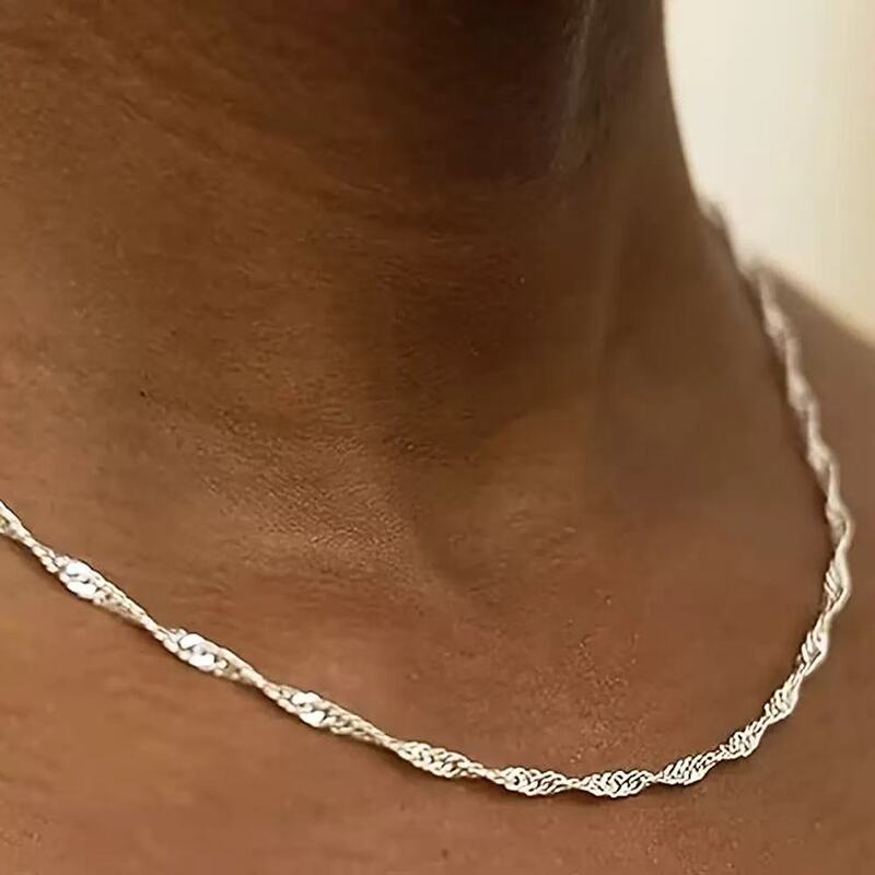 锁骨链跨境欧美项链潮流个性水波纹颈链女气质百搭高级感饰品女|undefined