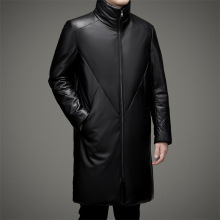 批发男2022年秋冬羽绒男士中年休闲绵羊皮立领羽绒服保暖外套批发