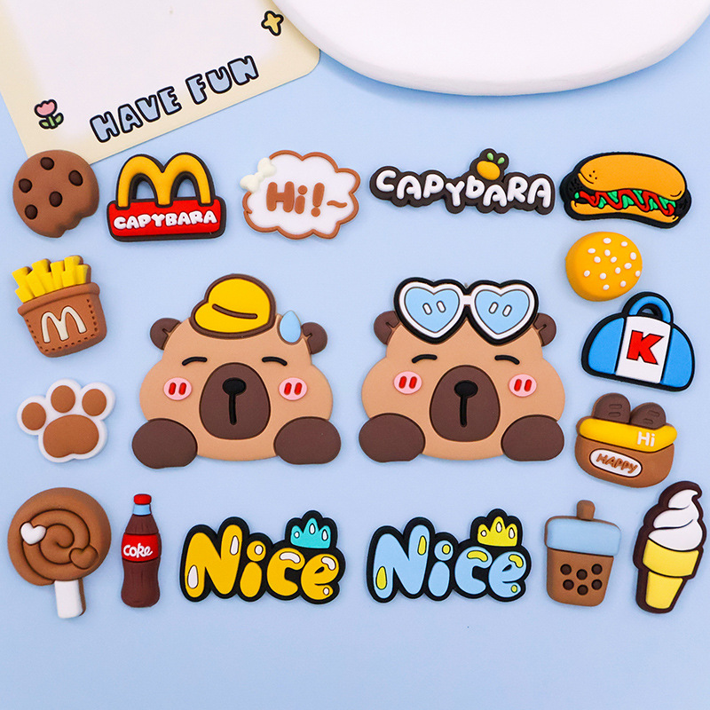 眼镜帽子卡皮巴拉软胶贴PVC橡胶DIY鞋子手机壳ipad壳装饰杯子配件