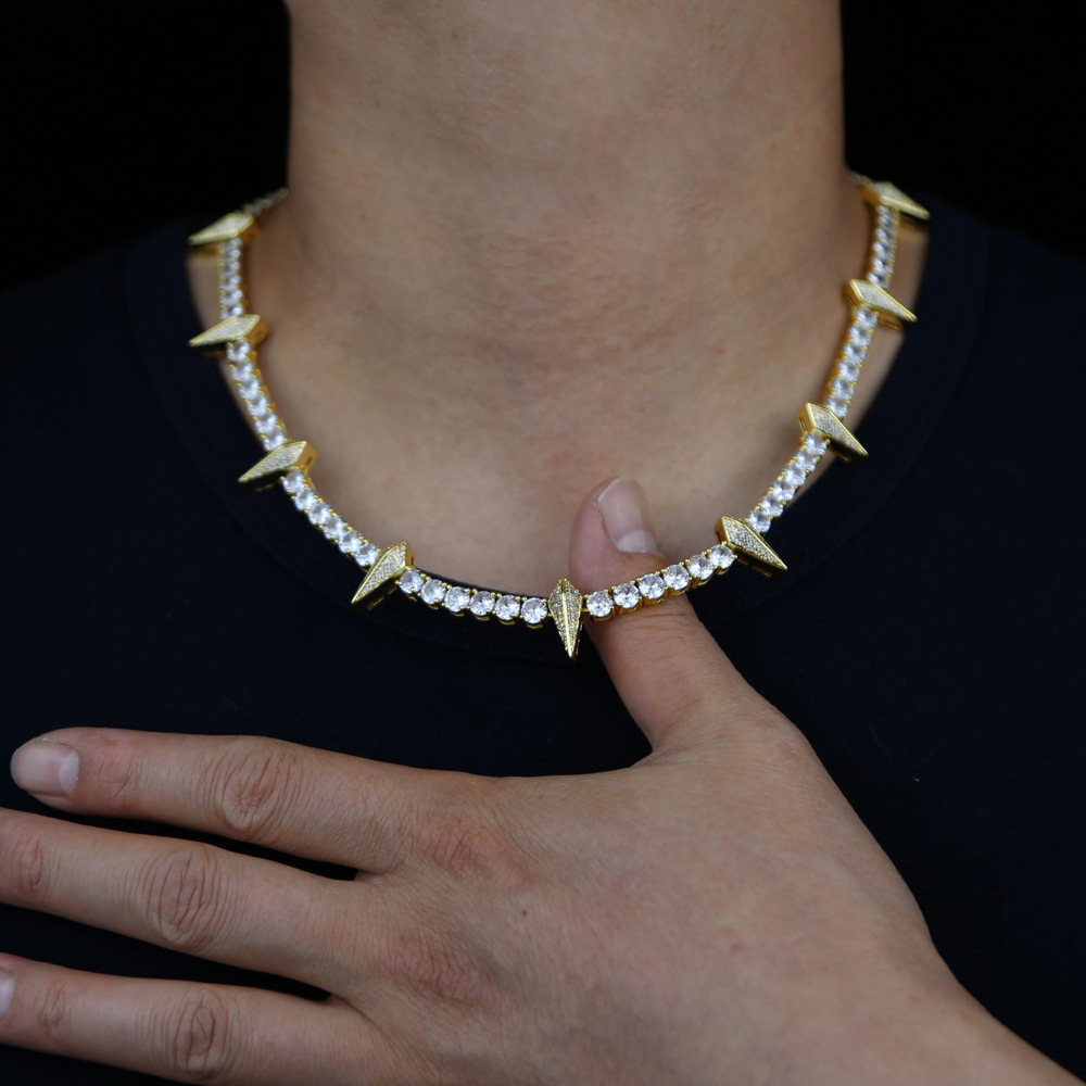 Geometric Pattern Men'S Gender Inlay Design Hip-hop Geometric Copper Inlay Zircon Men's Necklace