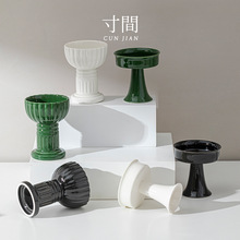 寸间 北欧风简约白色陶瓷DIY创意香薰蜡烛杯家用高脚空杯桌面摆件
