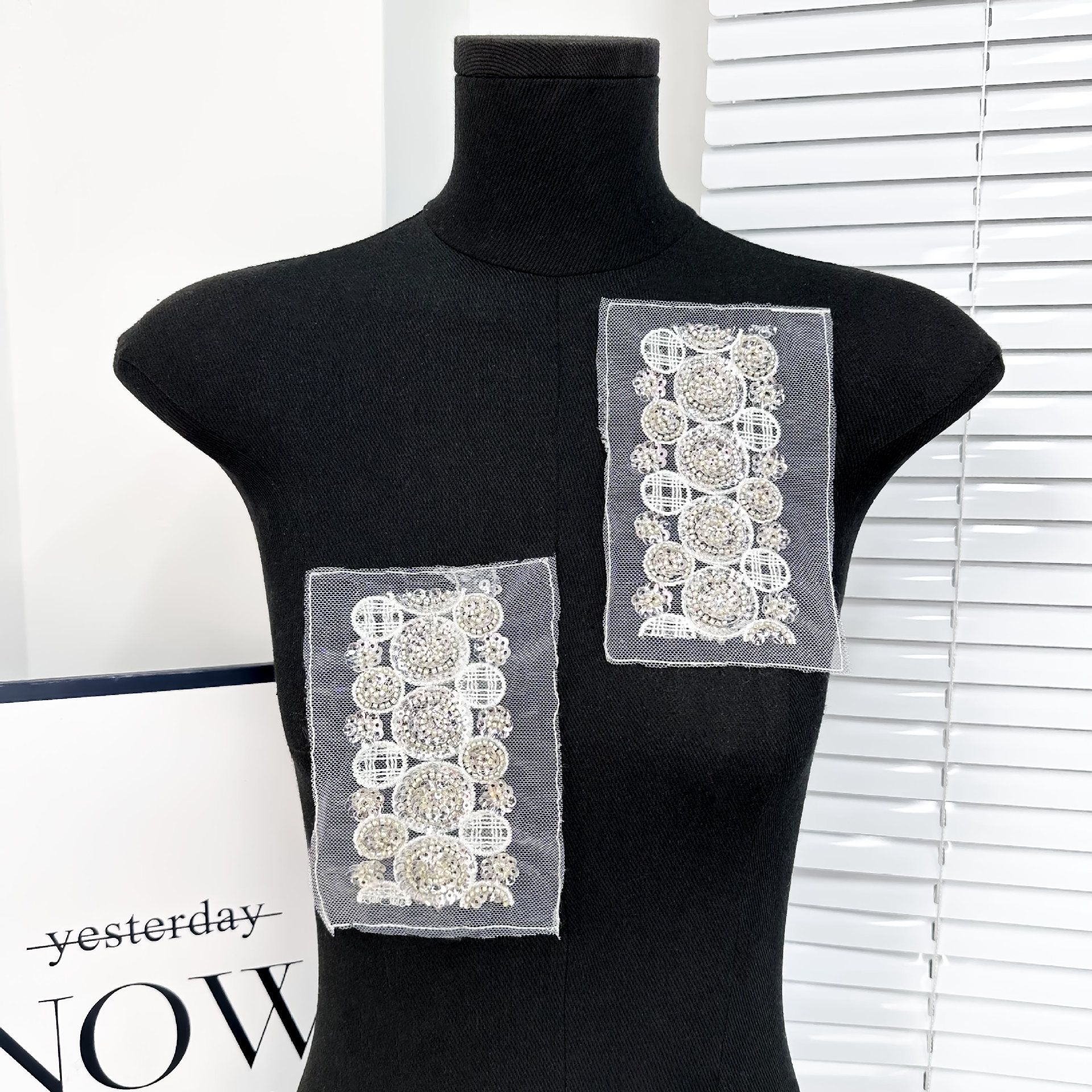 Pipa de perlas sequinilla bordada encaje pegatinas de ropa camisa vestido jeans bolsillo pegatinas de tela accesorios de decoración