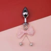 Pink butterfly 3.4 diameter anal plug