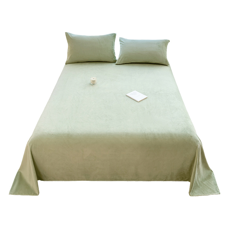 Sábanas de lana de leche gruesas de invierno de lana de franela de coral de lana de color sólido sábanas de almohada de dormitorio de tres piezas