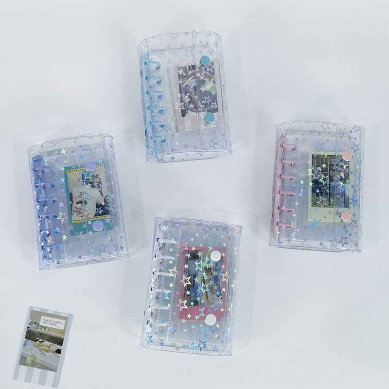 A7 Binder Laser Star Pvc Shell 6-Hole Handbook Travel Waterproof Notepad Notebook Student Photo Album