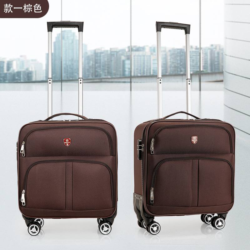 Equipaje de 18 pulgadas Estuche de carretilla de tela Oxford para mujer Estuche de embarque ligero pequeño para hombres Mini Contraseña de tamaño pequeño viaje corto