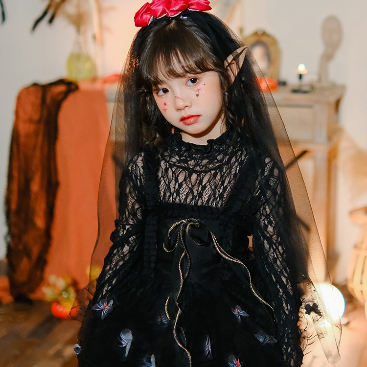 Transfronterizos Halloween ropa infantil fantasma novia chica cosplay bruja mariposa elfo vestido