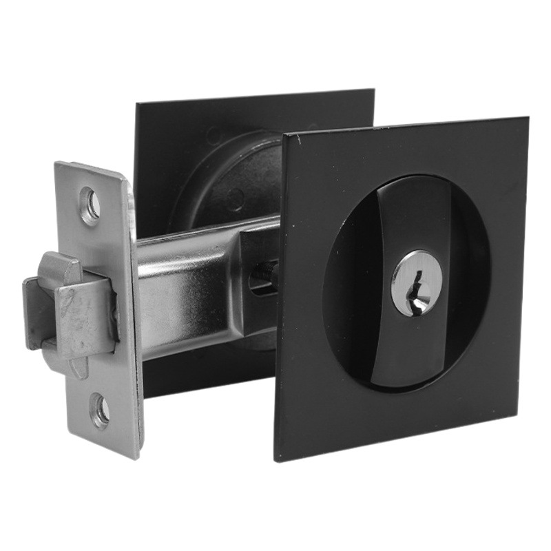 Venta caliente de fábrica mecánica de acero inoxidable puerta corredera de bloqueo Mute cerradura de la habitación puerta de madera maciza cerradura de bloqueo deslizante universal