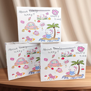 Cartoon Kt Graffiti Gift Bag Ins Cute Gift Bag for Friends Large Capacity Gift Tote Bag Paper Bag