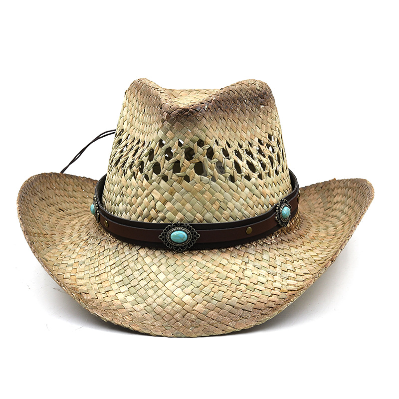 Fashion  New Painted Lacquer Straw Cowboy Hat Men And Women Outdoor Sun Hat display picture 2