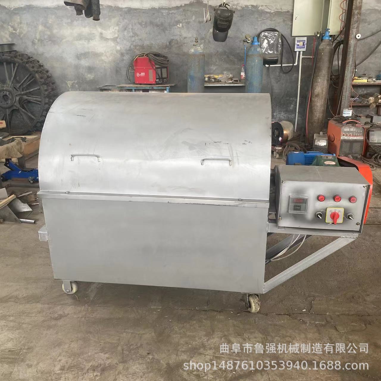 煤炭加热翻炒机视频 100斤瓜子炒货机 多功能炒芝麻设备