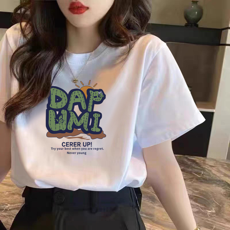 White Cotton Shoulder Short-sleeved T-shirt Women's 2025 Summer New Arrival Fashionable Round Neck Loose Slimming Top White Cotton Shoulder Short-sleeved T-shirt Women's 2025 Summer New Arrival Fashionable Round Neck Loose Slimming Top