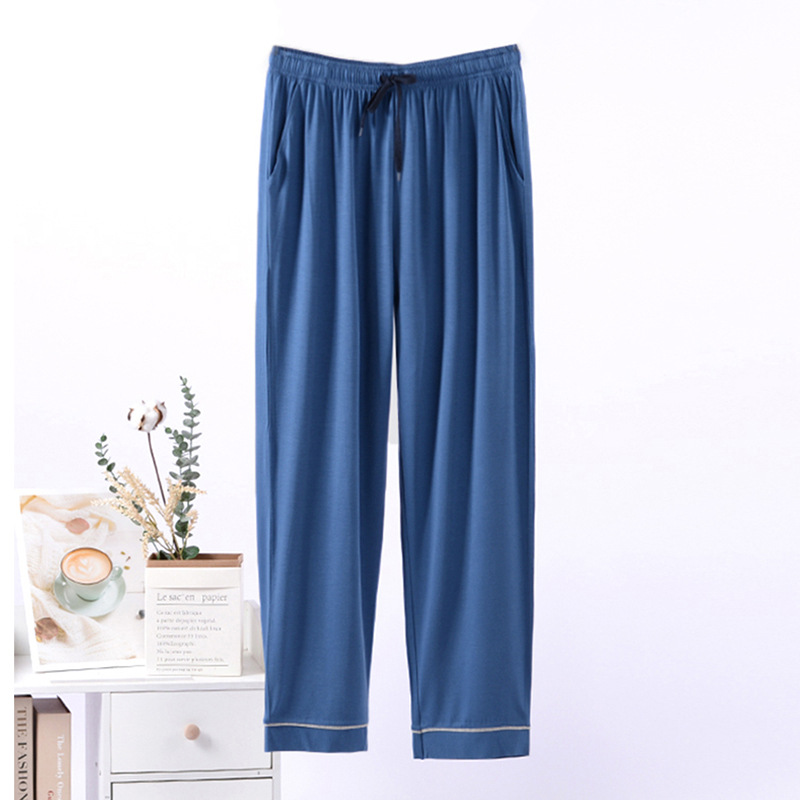 Pantalones de los hombres del verano pantalones de pijama modal pantalones de aire acondicionado pantalones delgados de la casa casual al aire libre de los hombres
