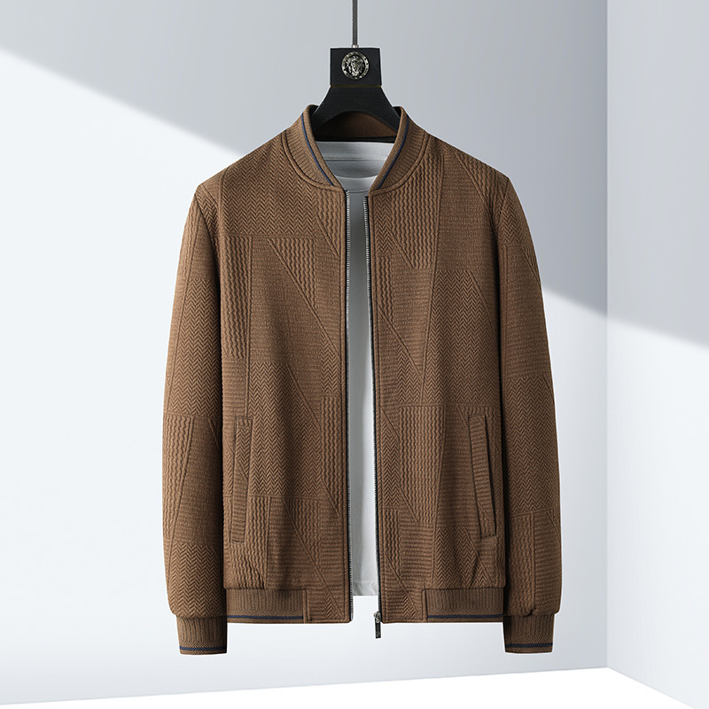 Spring and Autumn Youth Men's Fashion Jacket Casual Baseball Collar Golf Clothing High-end Knitted Fabric Jacket Cardigan