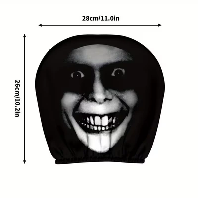 Universal seat cover – Temu Black and White Horror - 05-1-piece-car-pillowcase-26cm28cm