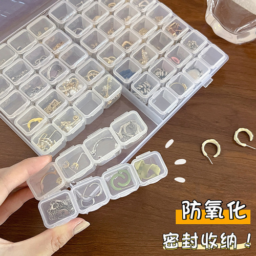 Transparent jewelry box dust-proof earrings necklace multi-grid storage box hand jewelry ring exquisite jewelry sealed box wholesale