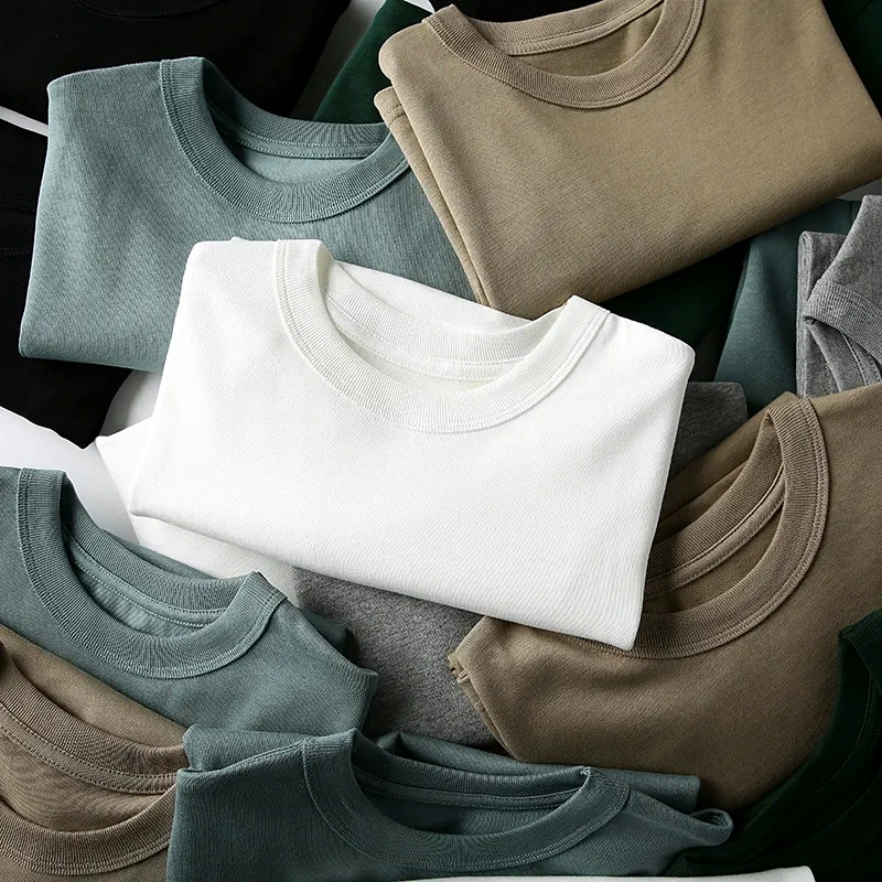 Верхняя часть тела Толстая непрозрачная Тяжелая 300 г чесаная синьцзянская хлопковая футболка с короткими рукавами для пары Ами Хаджи мужская куртка