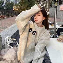 复古毛衣女秋冬2025新款日系慵懒软糯oversize套头针织上衣图片色