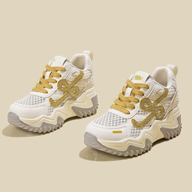 Verano simple red transpirable muffin grueso zapatos de papá mujer 2026 nuevo versátil con suela suave no cansado zapatos deportivos casuales