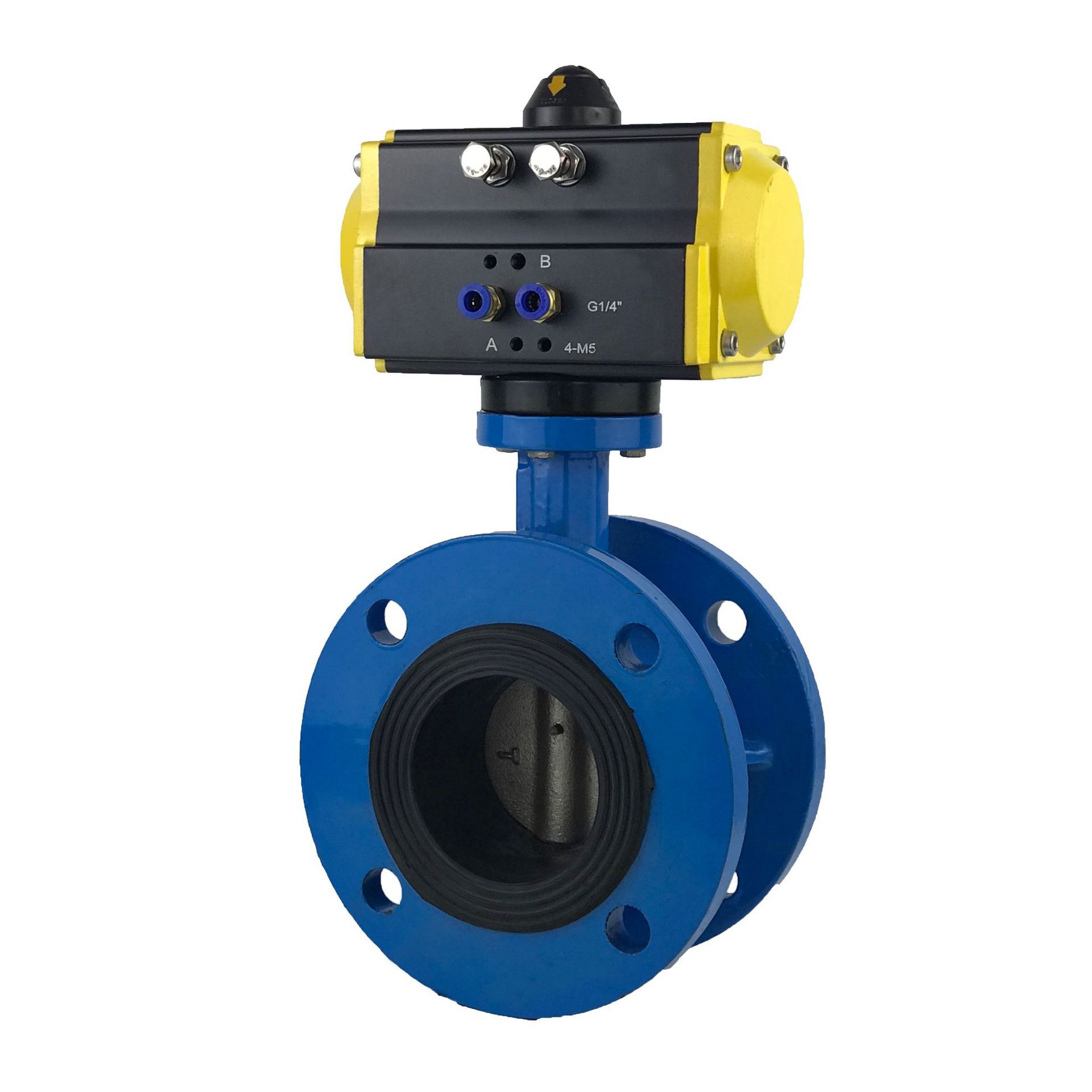 气动法兰蝶阀D641X-16Q 浙江南高阀门厂气动法兰软密封蝶阀