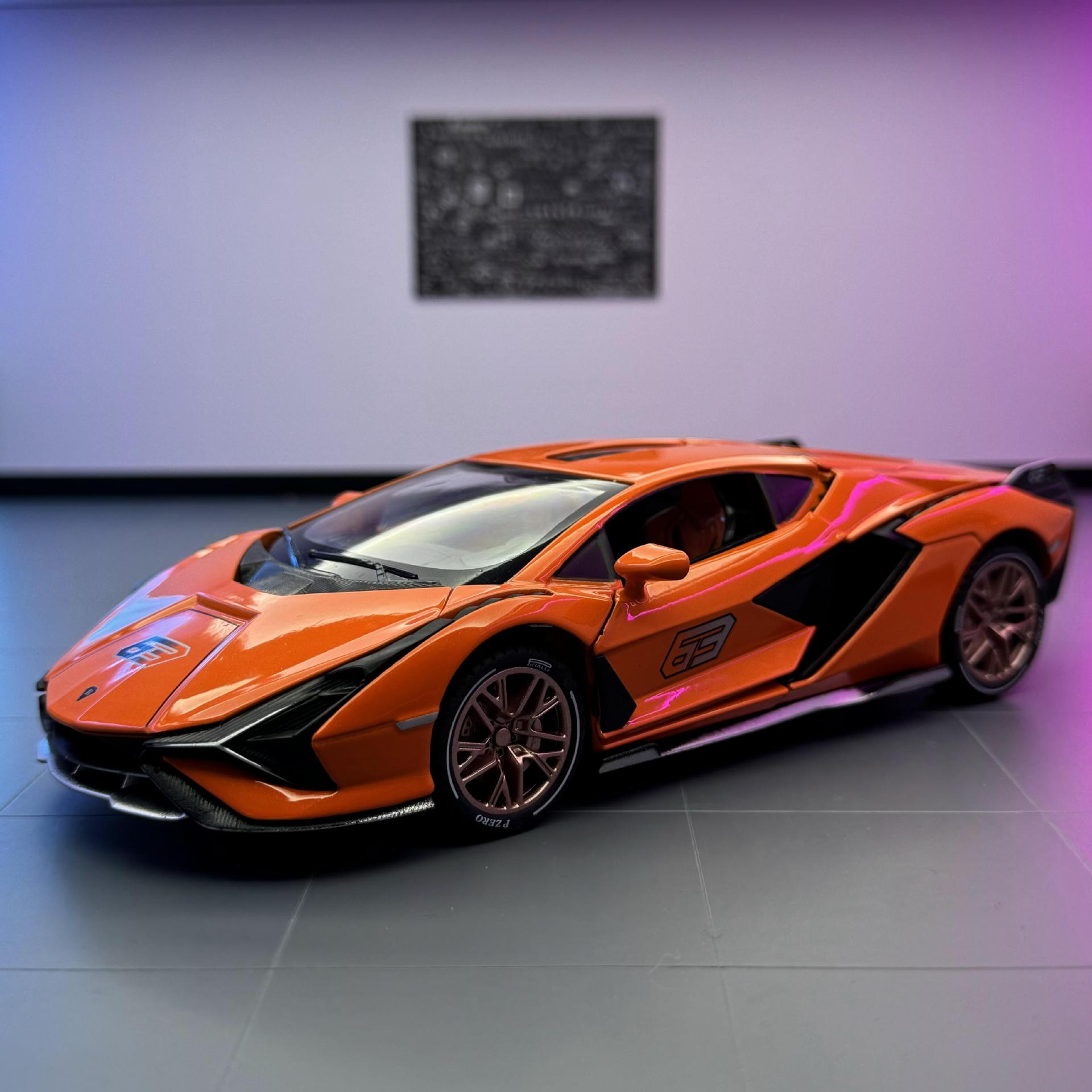 Famoso modelo de coche de aleación 1:24 lanbo versión de la pista de rayos sonido tire hacia atrás la luz del coche de juguete modelo de música decoración