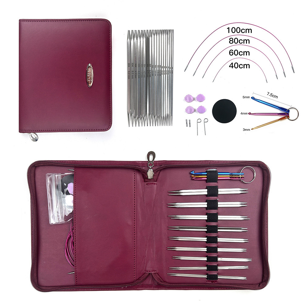 Herramienta de tejido Acero inoxidable 304 Política desmontable Aguja de anillo cuadrado Aguja desmontable de cubo 9 PU