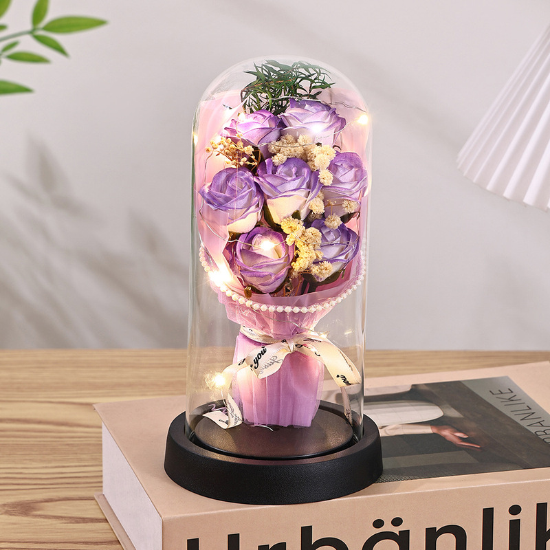 中国のバレンタインデーのギフトパールエッジ永遠の花ローズガラスカバークロスボーダー誕生日ギフト装飾品教師の日|undefined