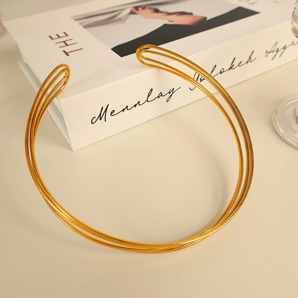 跨境热卖款项圈欧美简约小众设计项链高级感C字开口首饰精品女