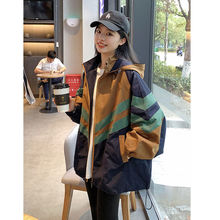 风衣外套女宽松休闲2025春秋新款今年流行条纹小众棒球服夹克上衣
