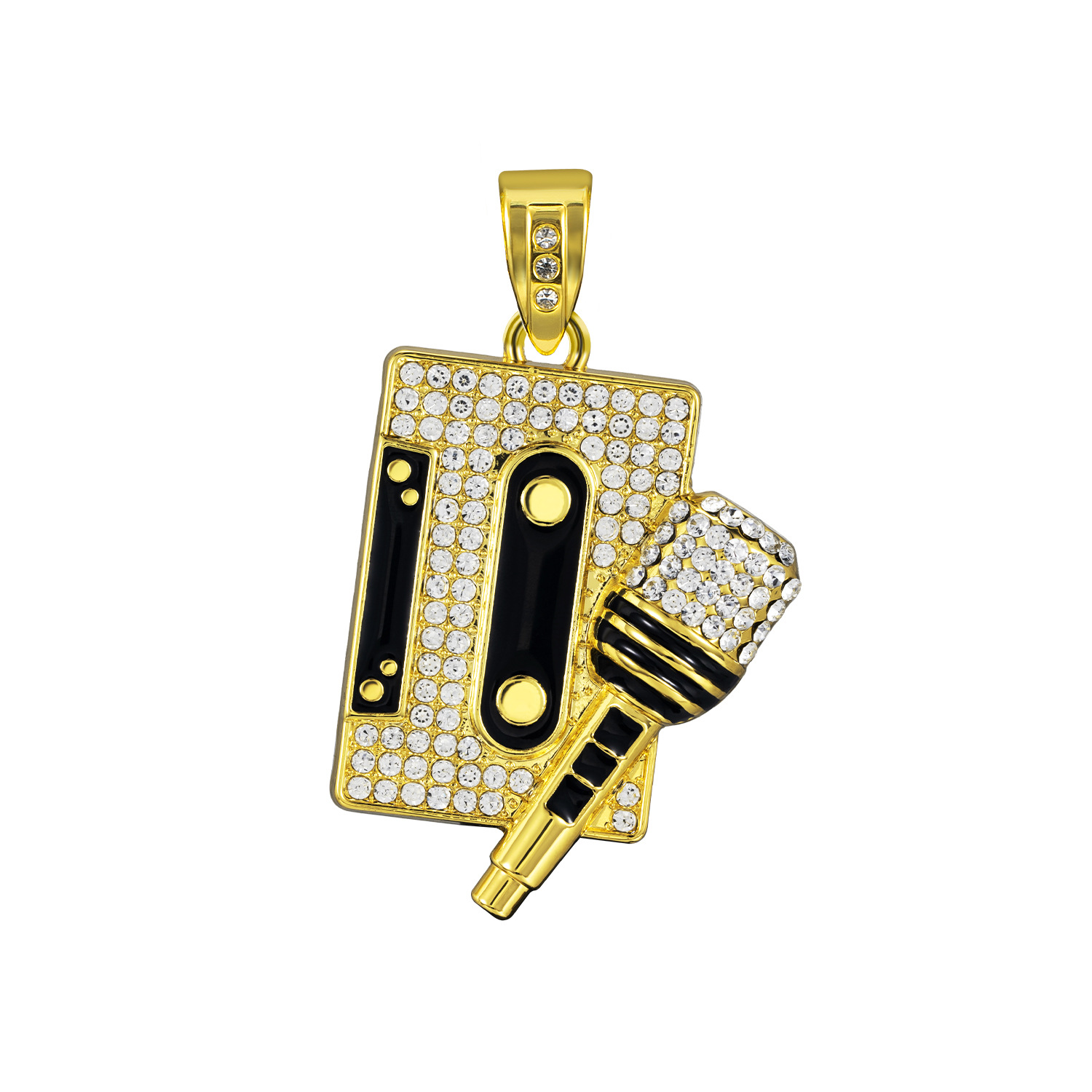 Cuban Chain Microphone Pendant Necklace With Diamonds For Men_voghion.com
