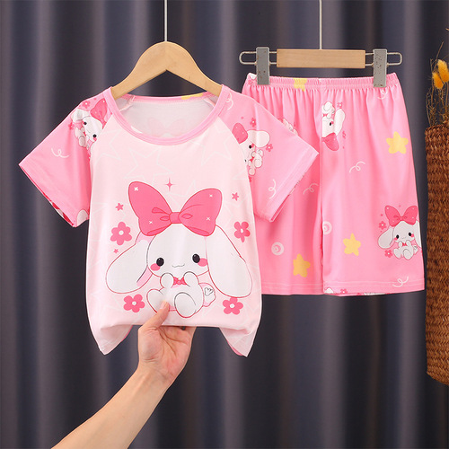 Summer children's pajamas for boys and girls, short-sleeved shorts, air-conditioning set for two, for boys and girls, home fashion.
