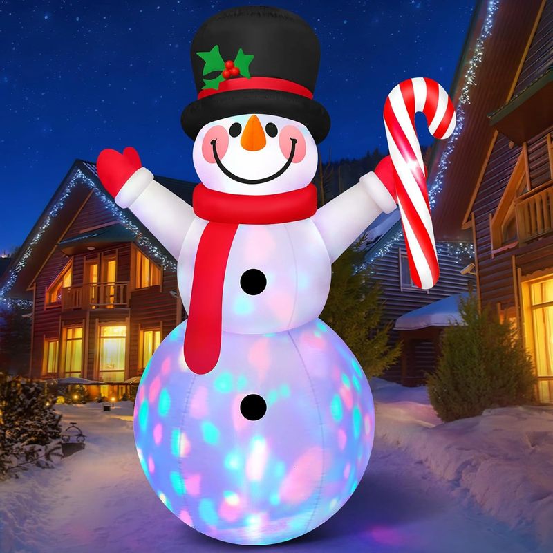 クロスボーダークリスマスパーティー装飾新しい大型クリエイティブかわいい漫画発光インフレータブル雪だるま人形装飾品|undefined
