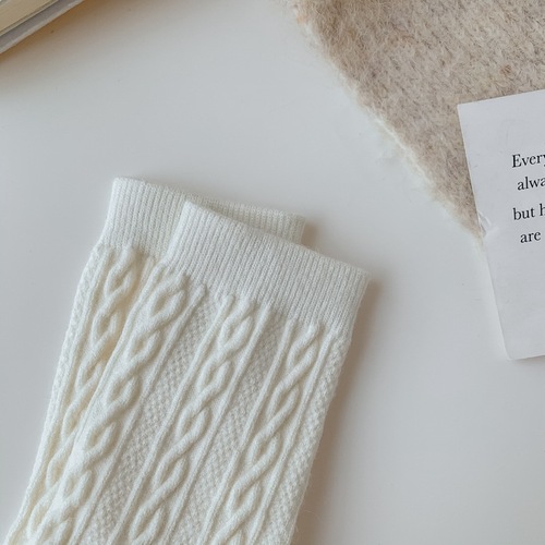 Wool socks for women in autumn and winter mid-calf socks thickened stockings winter warm twist cashmere solid color confinement socks