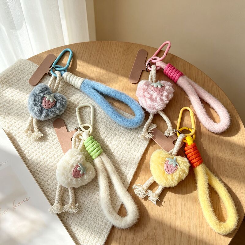 New sweet and cute plush strawberry charm, perfect for girls' phone straps, wristbands, bag accessories, and car keychains New sweet and cute plush strawberry charm, perfect for girls' phone straps, wristbands, bag accessories, and car keychains