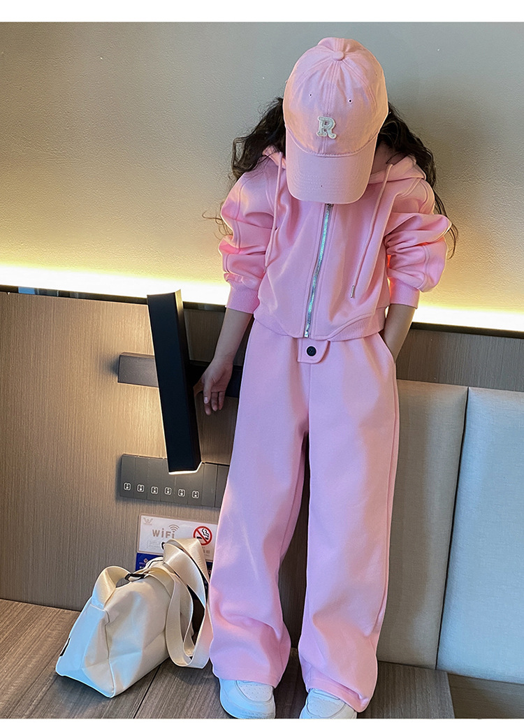 Jenter vår 2024 ny koreansk utgave barnemote hettegenser i to deler med en stor og vestlig stil_voghion.com