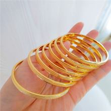 越南沙金磨砂卡扣手镯少女开口可调节手环铜镀金仿金礼品首饰批发
