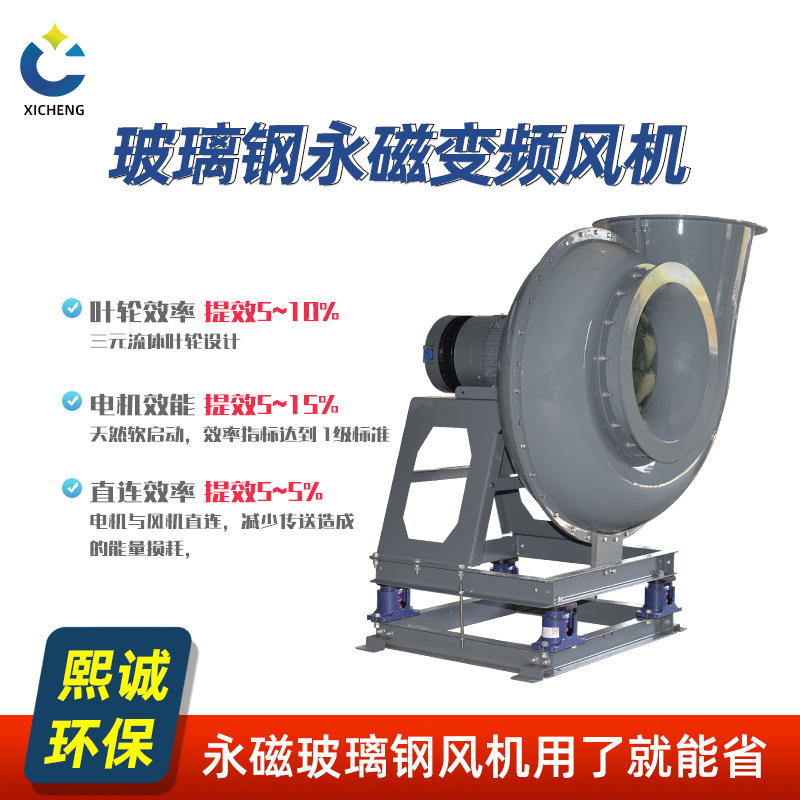 熙诚玻璃钢FRP永磁变频防爆风机一级能效4-72高效离心风机