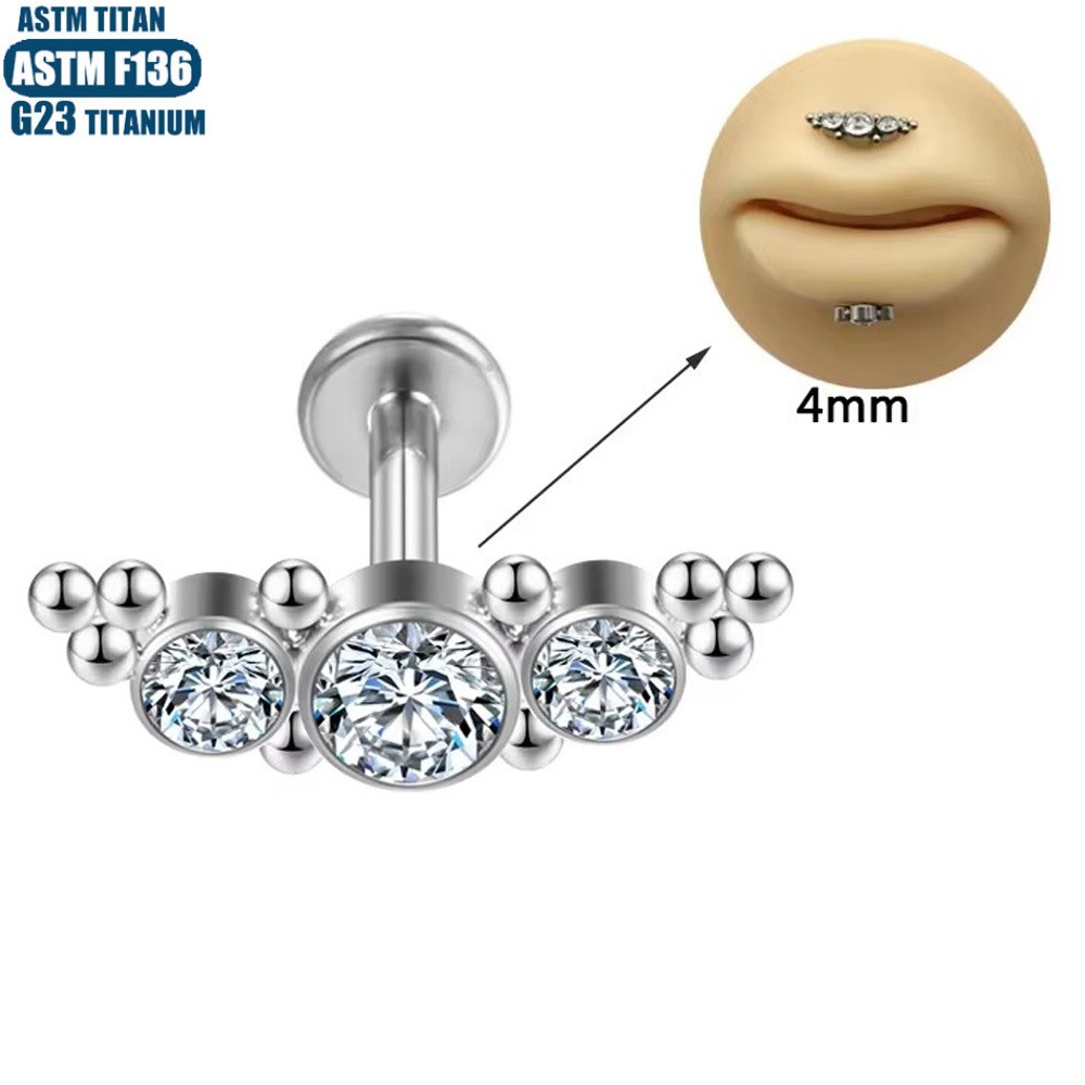 16G labret stud size and finish detail