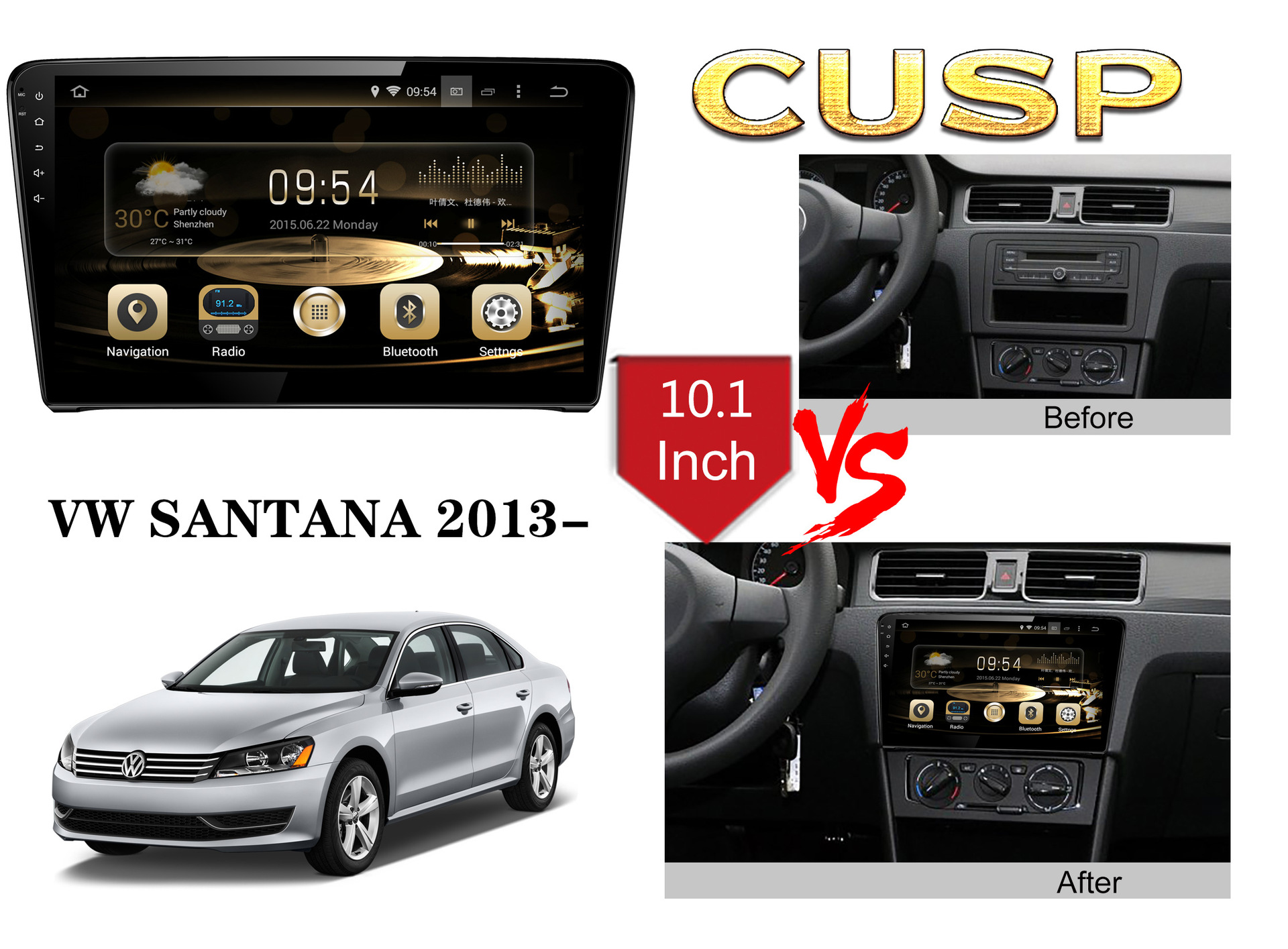 Car Smart Navigation Android Integrated Screen for Volkswagen Santana 2013-