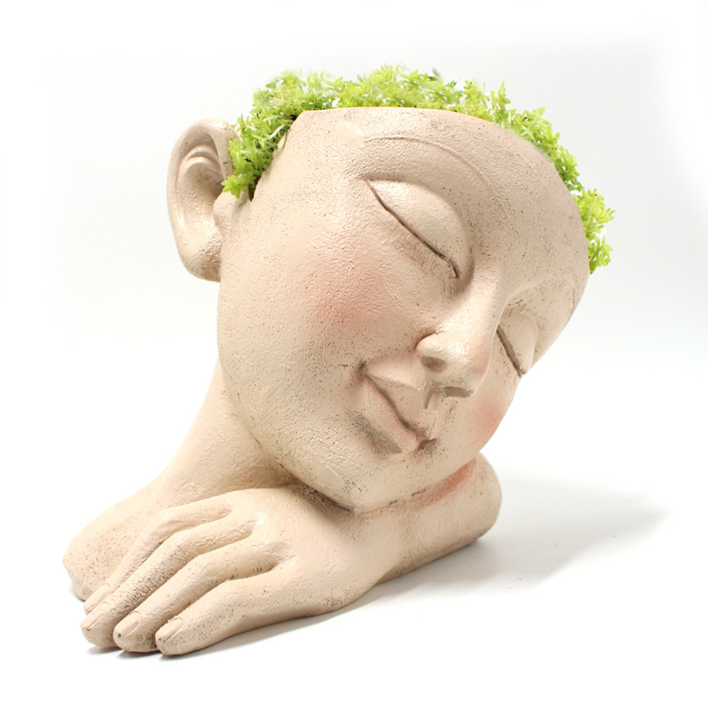  new  succulent flower pot simple face art planting container home garden decoration resin ornaments