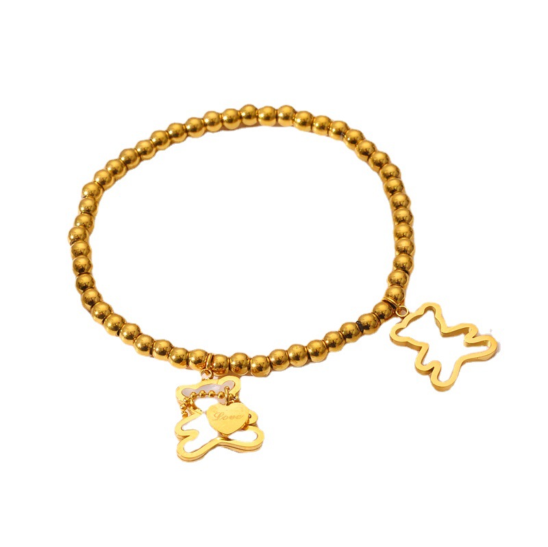 Pulseras de acero de titanio de lujo ligero con cuentas de dibujos animados pulseras elásticas conchas lindas pulseras de amor conchas