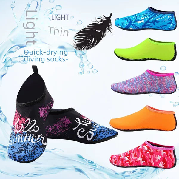 Factory Direct Sales Snorkeling Beach Shoes and Socks for Men and Women, Diving and Swimming Soft Soles, Quick-Drying, Non-Slip, Anti-Cut and Wading Shoes