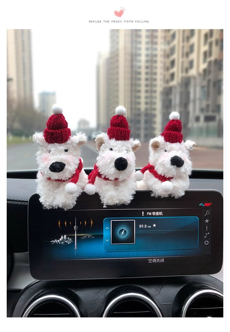 West Highland Car Screen Ornaments Scribbled Puppy Car Waiver Central Control Screen Decoration Car Interior Ornaments